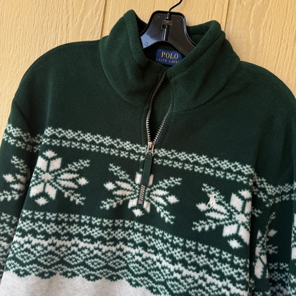 NWT Ralph Lauren Men's Green Snowflake Half-Zip Fleece Sweater XXL - Picture 3 of 7